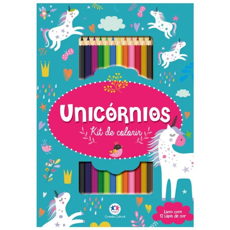Conjunto de Lápis de Colorir com Livro - Unicórnios - Catavento
