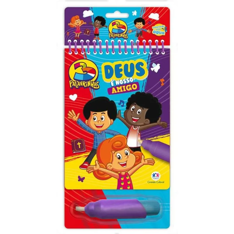 Livro 3 Palavrinhas Deus é Nosso Amigo Colorindo Com Água Ciranda Cultural (MP)