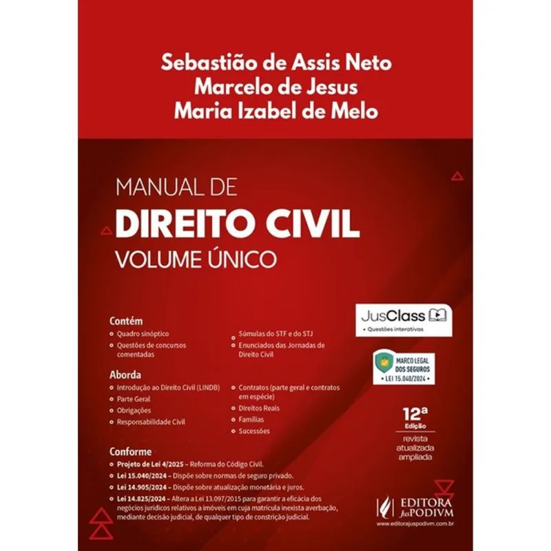 MANUAL DE DIREITO CIVIL - VOLUME ÚNICO - 2025