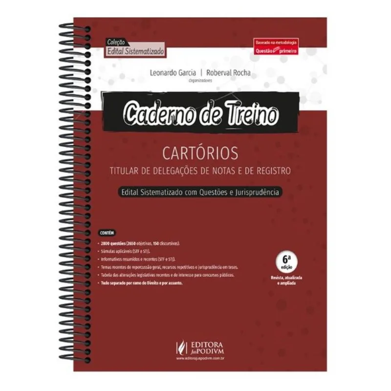 CADERNO DE TREINO PARA CARTÓRIOS - TITULAR DE DELEGAÇÕES DE NOTAS E DE REGISTRO - 2026