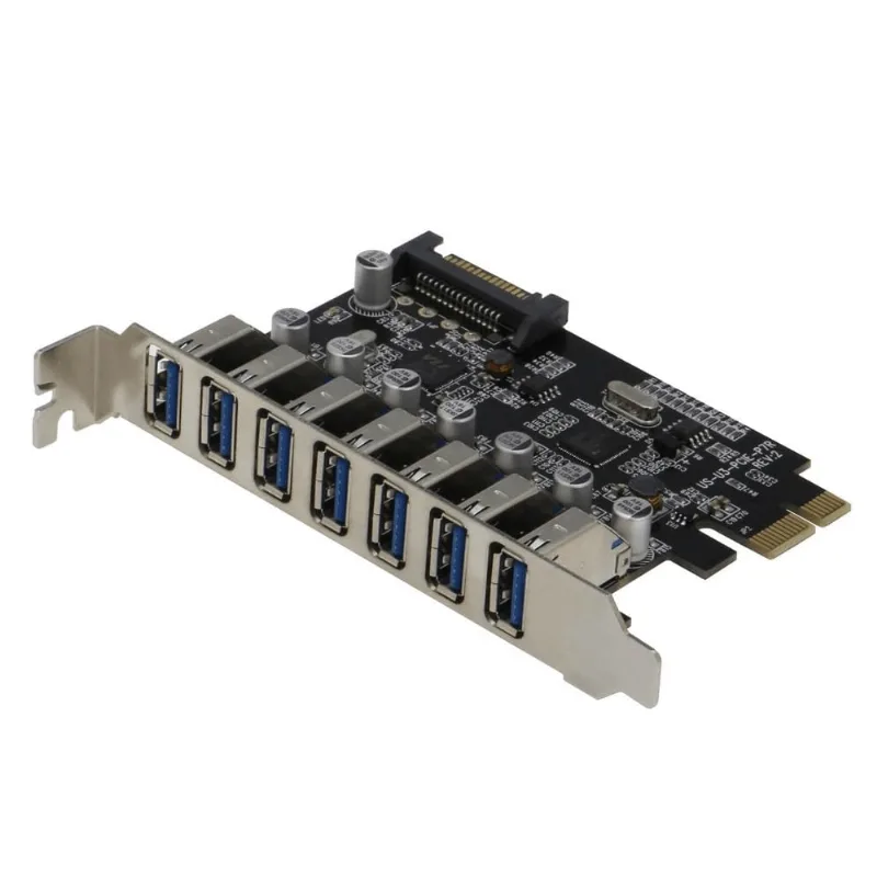 Placa De Expansão Pci-e 7x Portas Usb 3.0 Sata Transferência Até 5 Gb/s