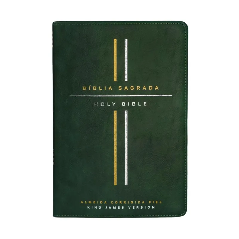 Bíblia Bilíngue Português Inglês - Couro Soft Verde - LC - Livros