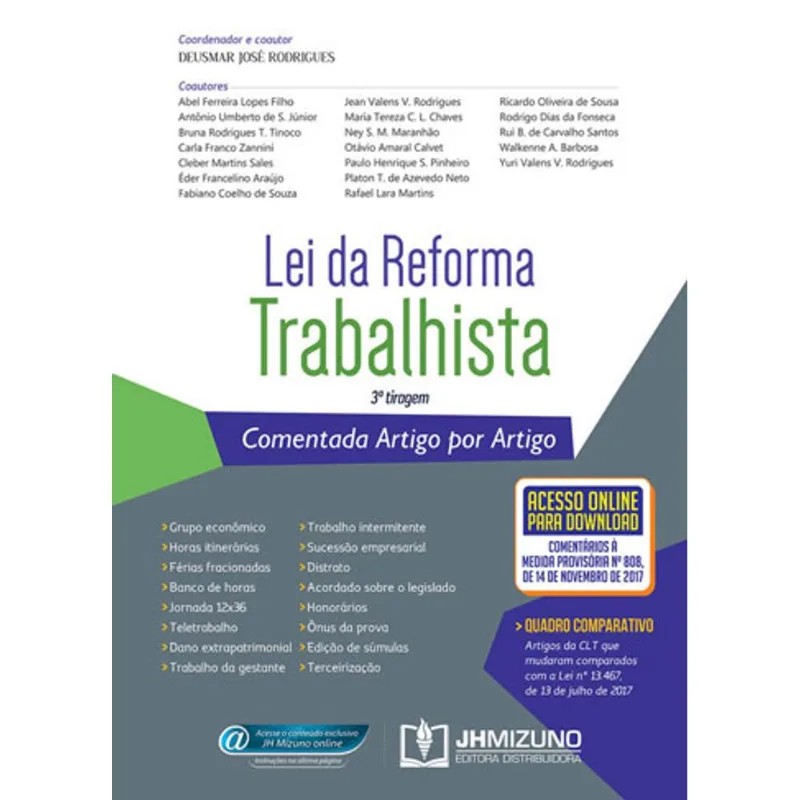 LEI DA REFORMA TRABALHISTA - COMENTADA ARTIGO POR ARTIGO