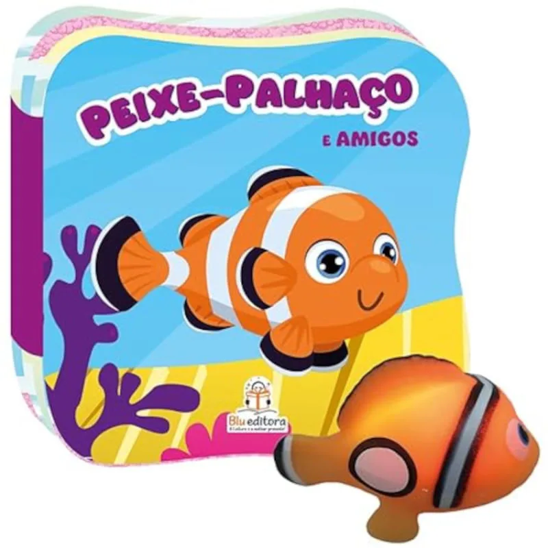 Livro de banho - Conhecendo os animais - Peixe-palhaço + bichinho de banho luminoso - blu - Livros