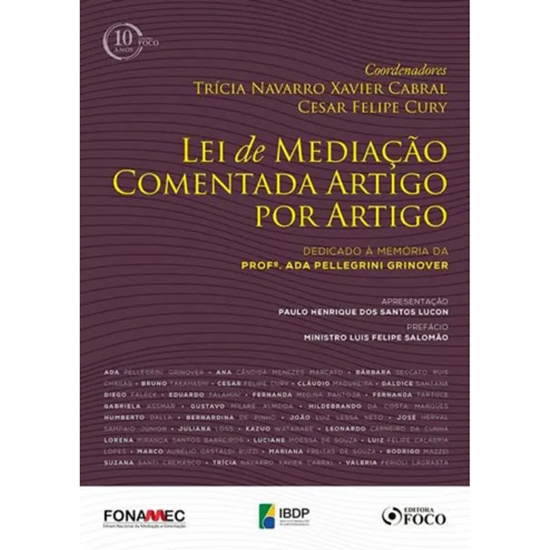 LEI DE MEDIAÇÃO COMENTADA ARTIGO POR ARTIGO - 1ª EDIÇÃO -2018