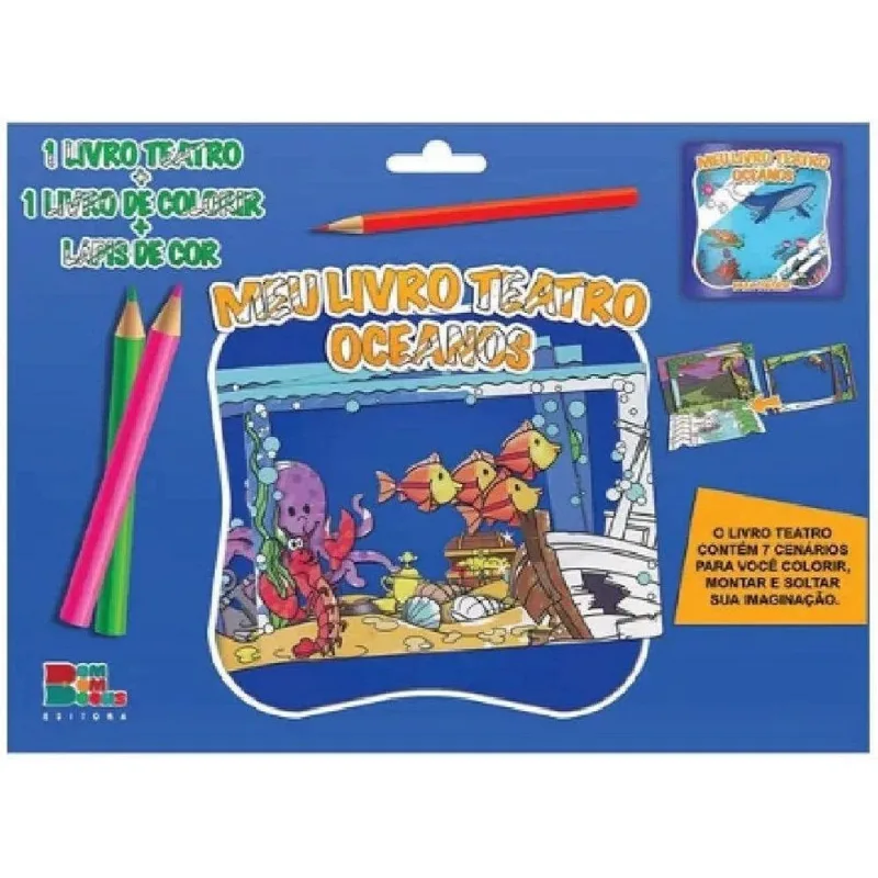 Meu Livro Teatro - Oceanos - Para Colorir - com Lápis de Cor e Livro Para Pintar