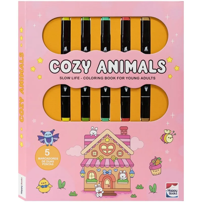 Slow Life - Coloring Books For Young Adults: Cozy Animals - Happy Books