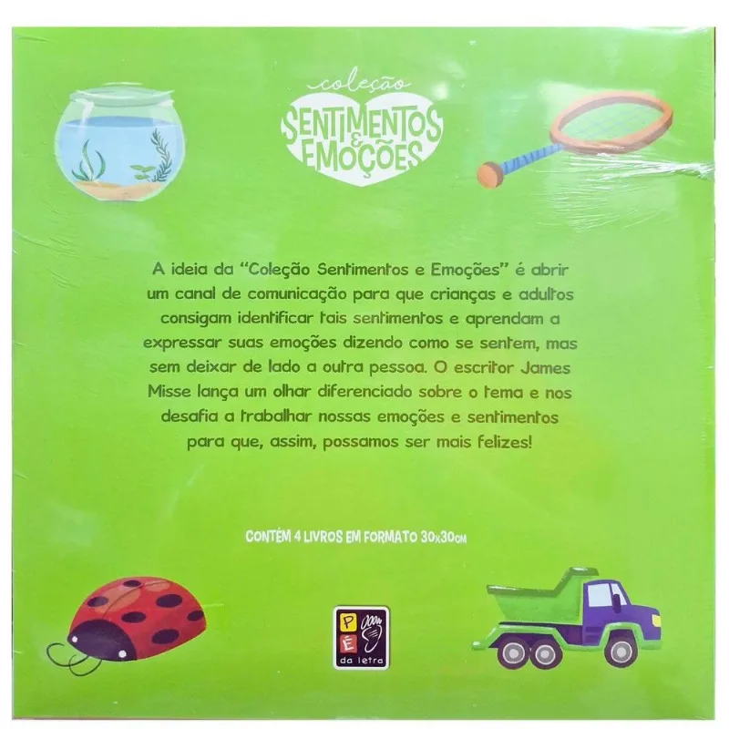 Coleção Sentimentos E Emoções - 4 Livros Infantis Medo, Raiva, Felicidade E Tristeza + Boneco Ednélson James A. Misse