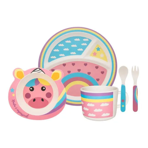 CONJUNTO DE REFEICAO INFANTIL 5 PC UNICORNIO - UNICORNIO
