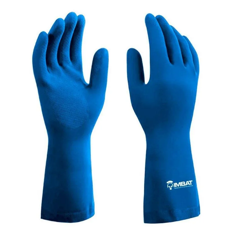 Luva Imbat Látex Forrada Multiuso Azul Tamanho 7 - Embalagem Com 12 Pares
